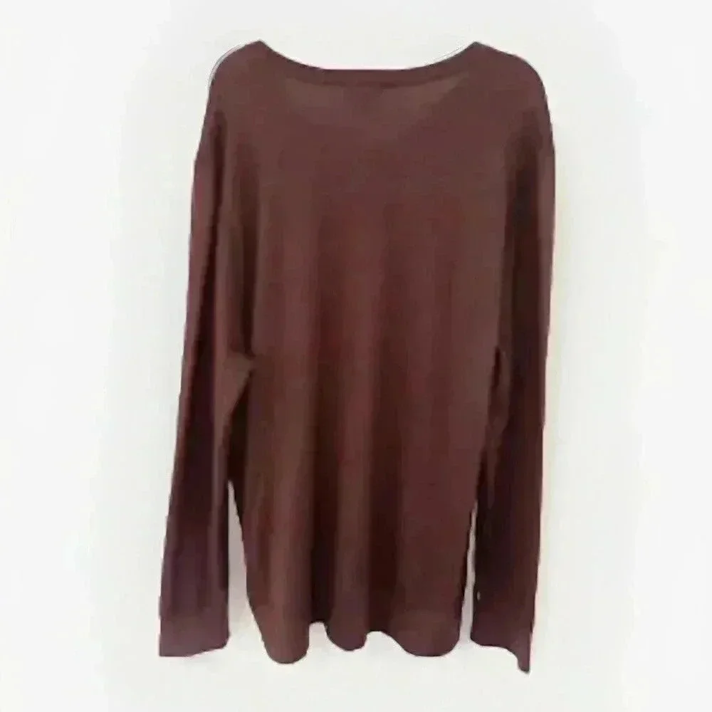 NEW Express Mens Sz XXL Merino Wool Blend V Neck Sweater Maroon Burgundy Classic